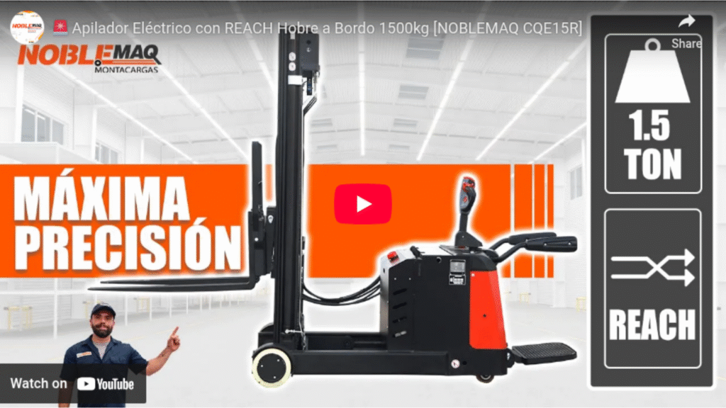 VIDEO CQE15R APILADOR ELECTRICO CON REACH CONTRABALANCEADO